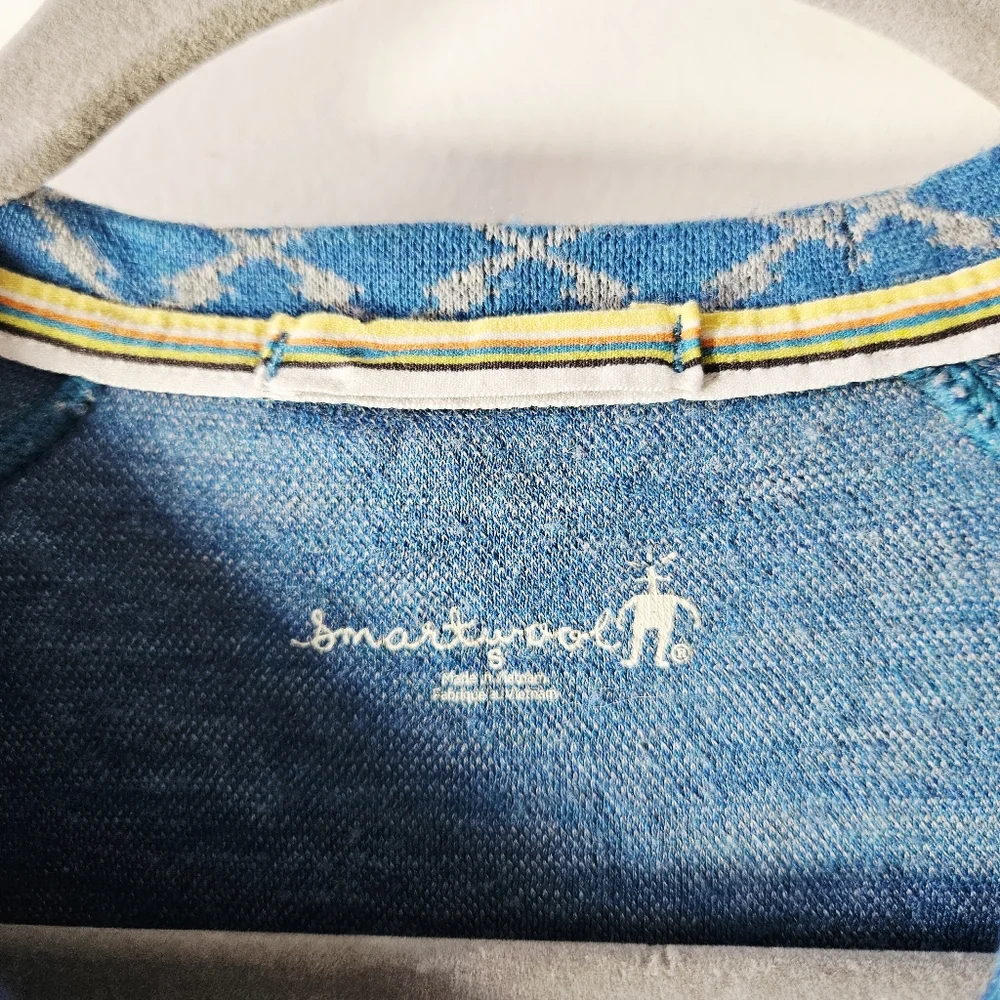 Smartwool Blue Diamond-Pattern Merino Base Layer Top - Picture 4 of 5